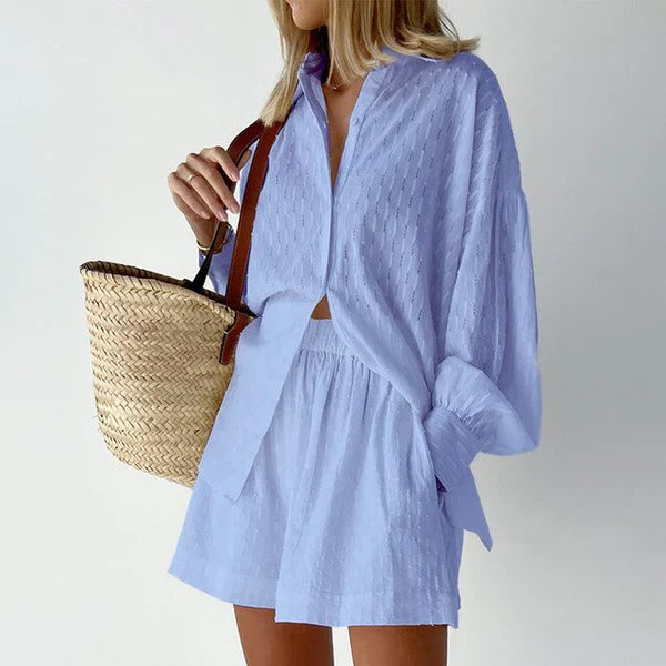 FREYA | Casual Breathable Blouse and Short Set
