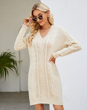 ARJANE | Elegant Lace-Back Sweater Dress