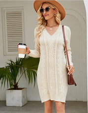 ARJANE | Elegant Lace-Back Sweater Dress