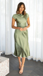 JASMIN | Cross-Over Satin Dress
