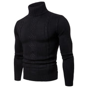 Men's Turtleneck Sweater - Cable Knit - Warm & Textured - Ribbed Cuffs & Hem-2