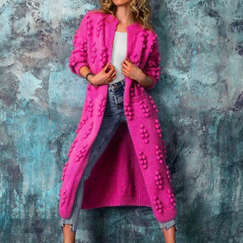 Long female sweater with wave pattern - warm & elegant-6