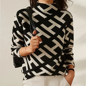 Knitting sweaters with stylish details and fashionable two-color design for women-2