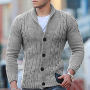 Men’s Cable Knit Cardigan - Wool Blend - Shawl Collar - Button Down - Ribbed Cuffs-4