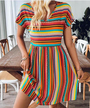 Josie | Chic & Flowy Striped Boho Mini Dress