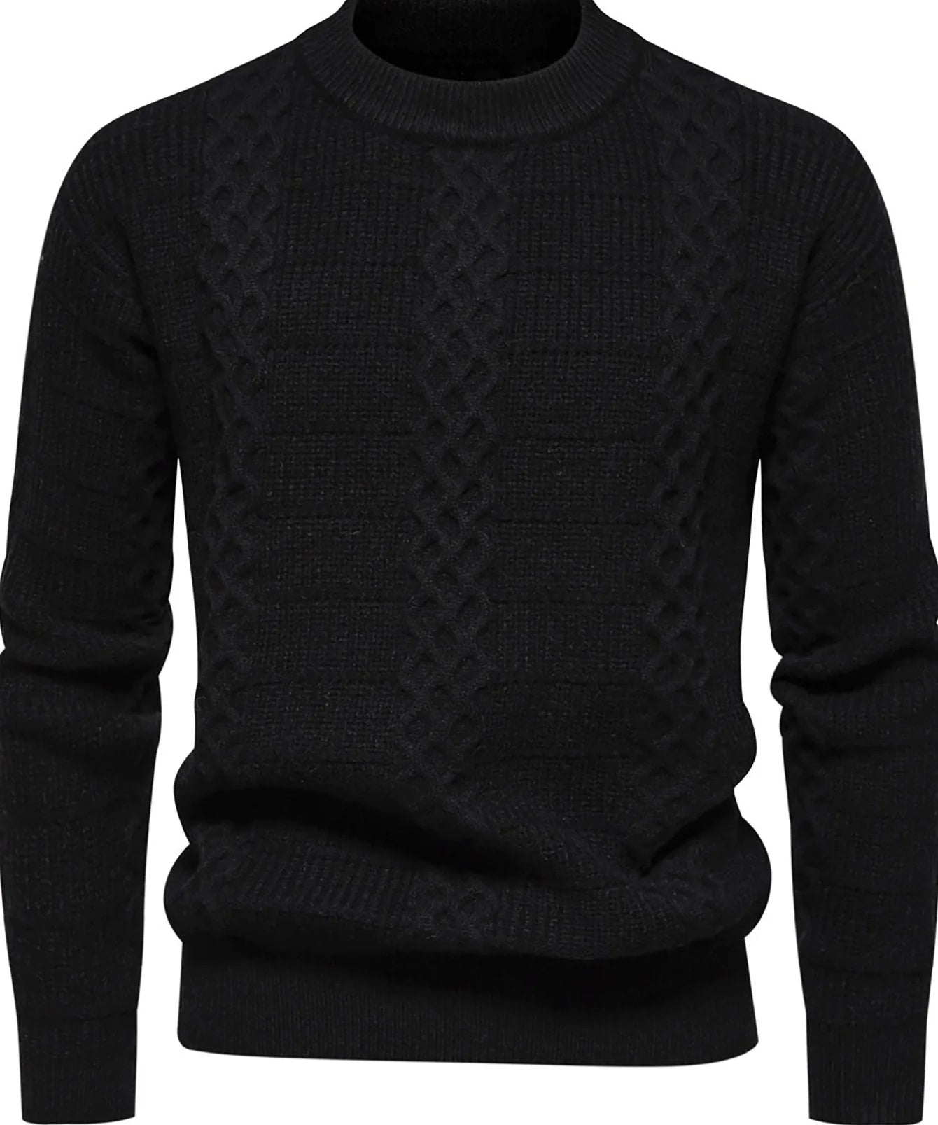 Men’s Cable-Knit Sweater - Warm Wool Blend - Regular Fit - Crew Neck Casual Wear-4