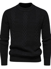 Men’s Cable-Knit Sweater - Warm Wool Blend - Regular Fit - Crew Neck Casual Wear-4