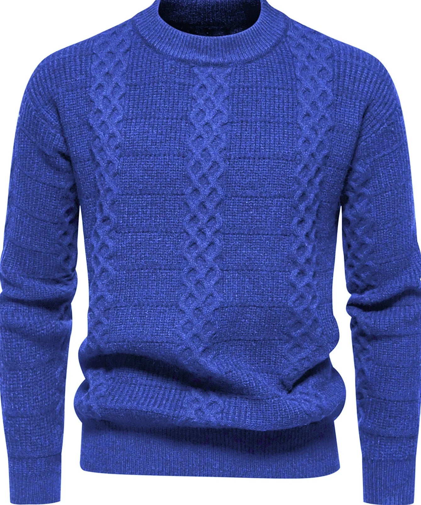 Men’s Cable-Knit Sweater - Warm Wool Blend - Regular Fit - Crew Neck Casual Wear-2