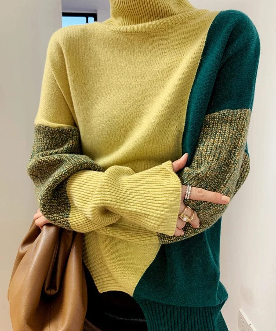 Amari Patchwork knitting sweater: stylish winter sweater-2