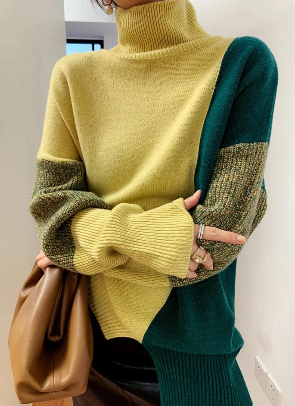 Amari Patchwork knitting sweater: stylish winter sweater-2