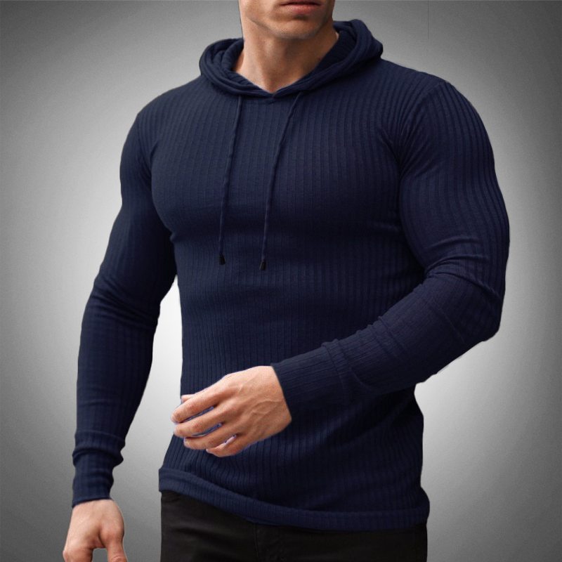 Men’s Slim Fit Hoodie - Ribbed Knit - Long Sleeve - Adjustable Drawstring-2