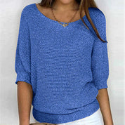 Sweater in the two -tone design made of soft knitting material for women-1