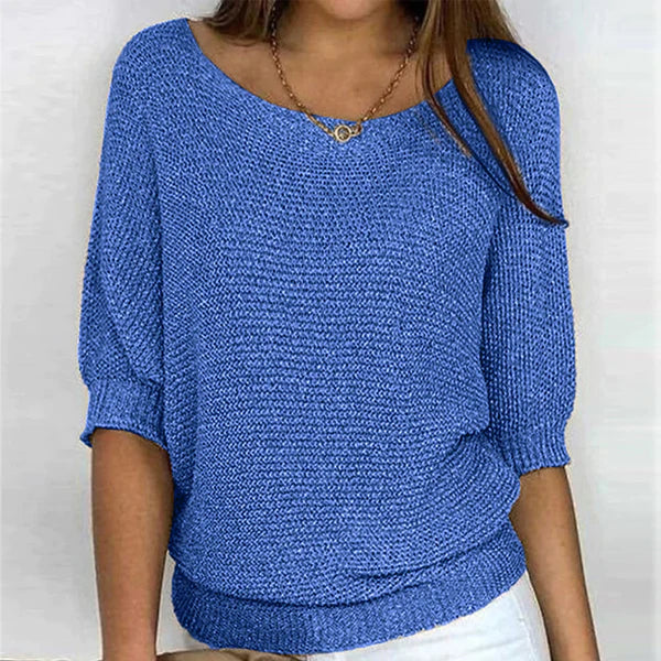 Sweater in the two -tone design made of soft knitting material for women-1