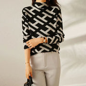 Knitting sweaters with stylish details and fashionable two-color design for women-4