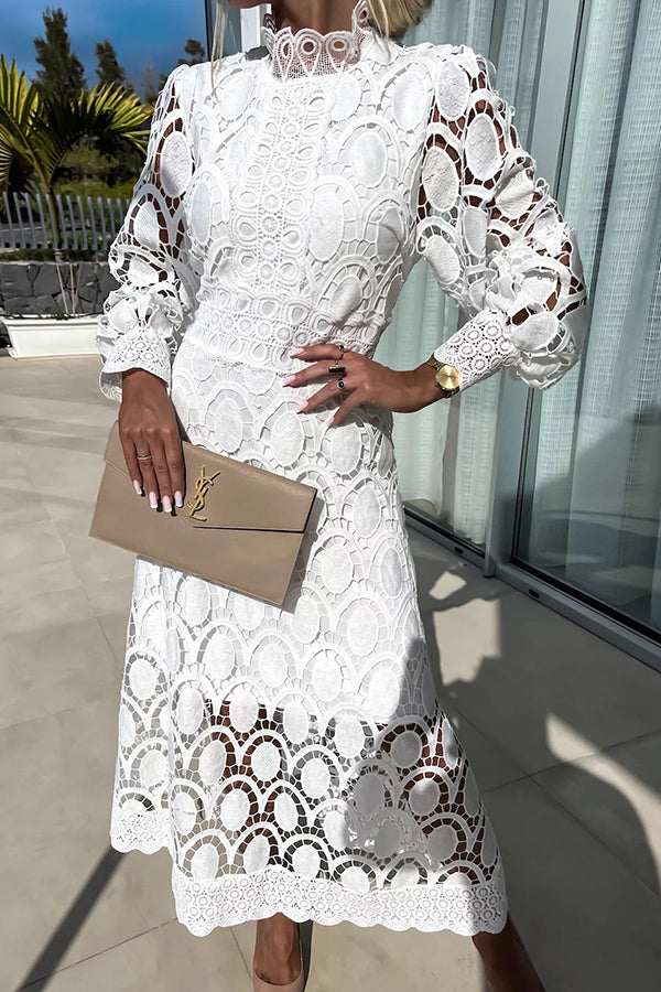 Chic Multicolor Lace Midi Dress | Exquisite Elegance for a Feminine Flair
