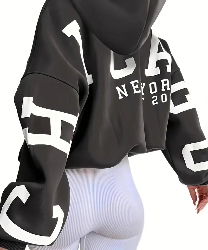 Sweater in oversized long-sleeved design with text logo on the sleeve for women-3