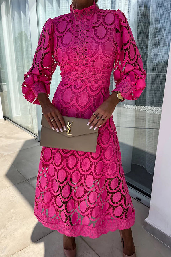 Chic Multicolor Lace Midi Dress | Exquisite Elegance for a Feminine Flair