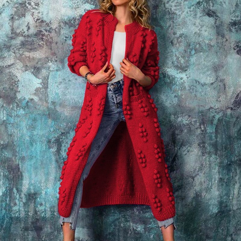 Long female sweater with wave pattern - warm & elegant-2