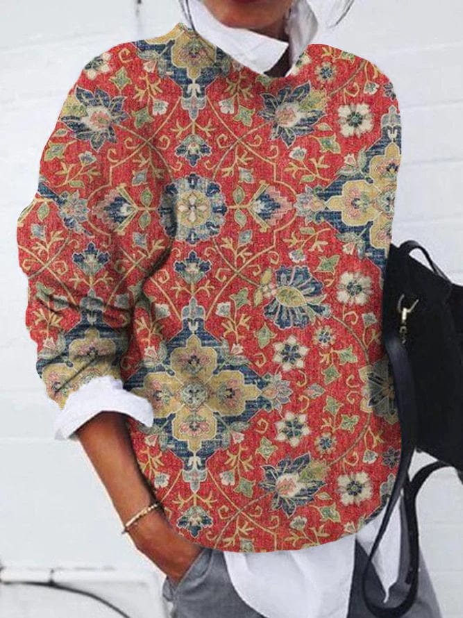 Chic sweater with patterns for women-2