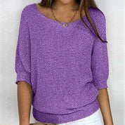 Sweater in the two -tone design made of soft knitting material for women-2