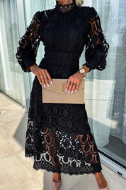 Chic Multicolor Lace Midi Dress | Exquisite Elegance for a Feminine Flair