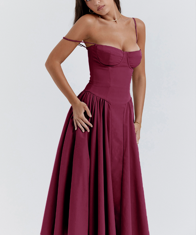 TULUM | Chic Sleeveless Midi Sun Dress With Corset Fit