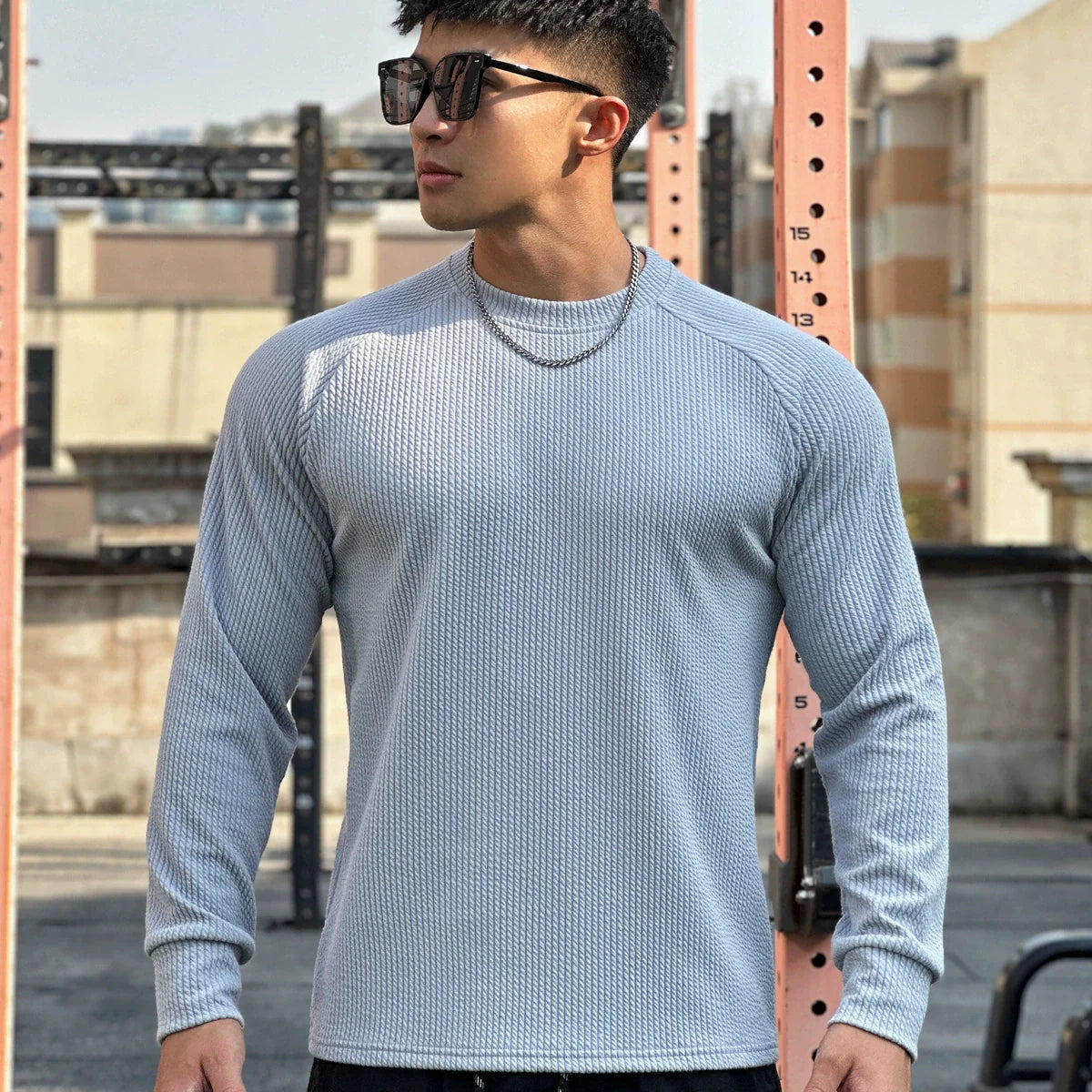 Ribbed knit crewneck sweater for men-4
