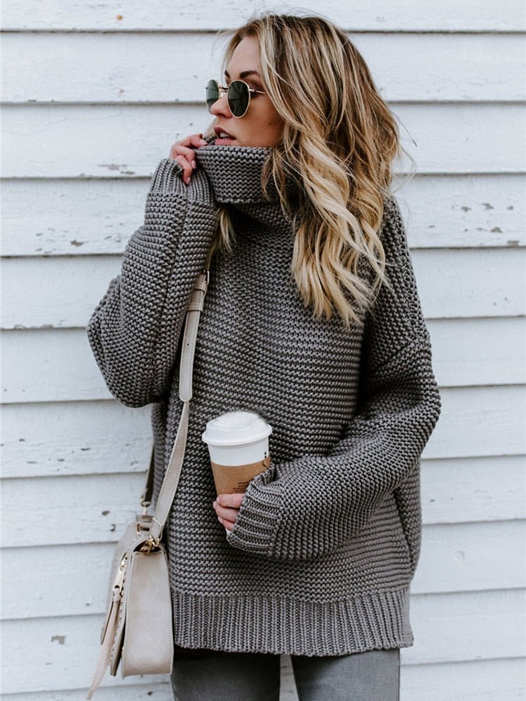 Thick turtleneck sweater for women-6