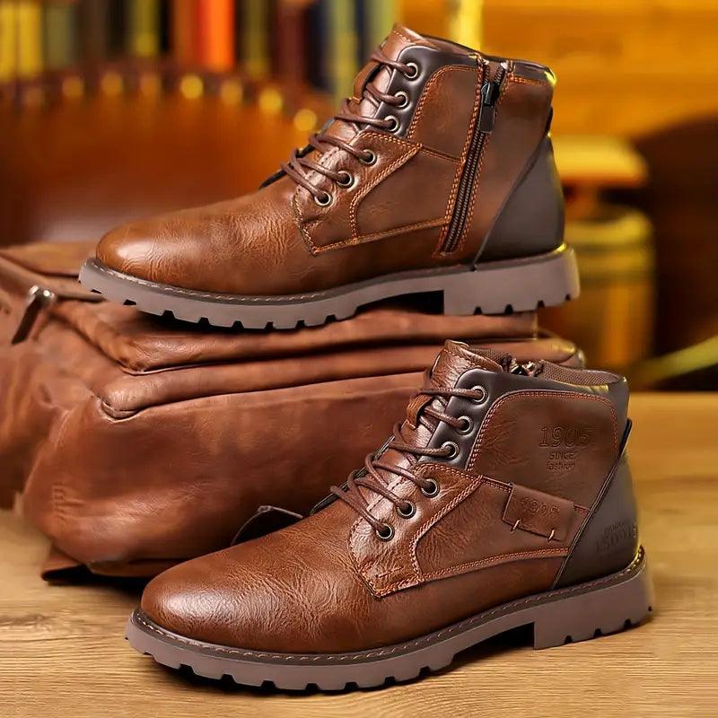 Men's Leather Zipper Dress Boots – Elegant and Durable Footwear-1