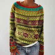 Sweater women: warm rope, unique print-2