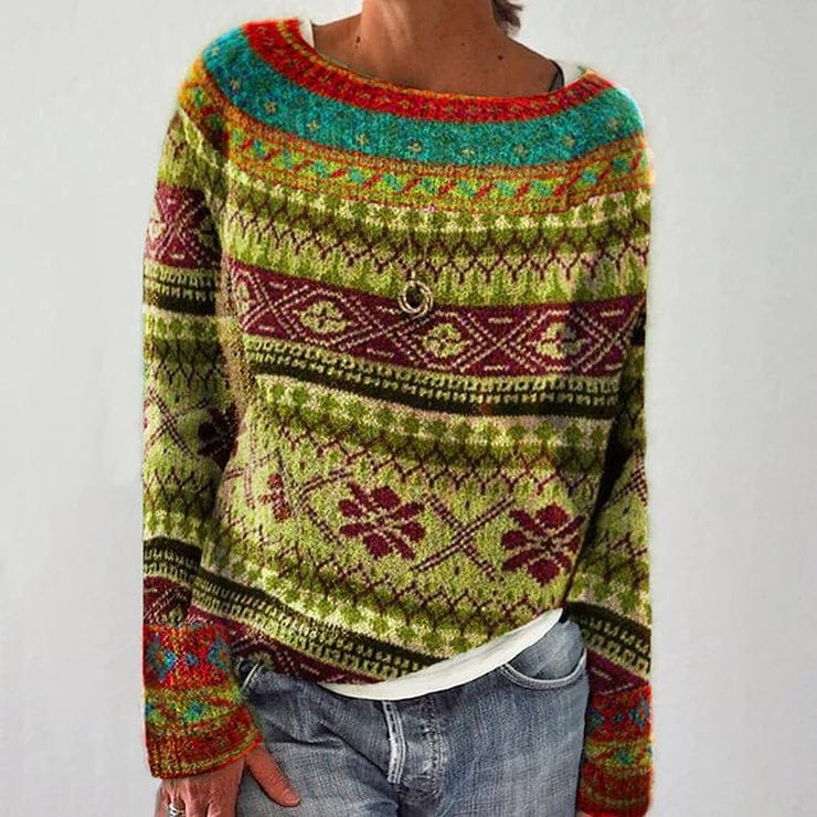 Sweater women: warm rope, unique print-2