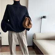 Black turtleneck sweater women - warm & elegant-3