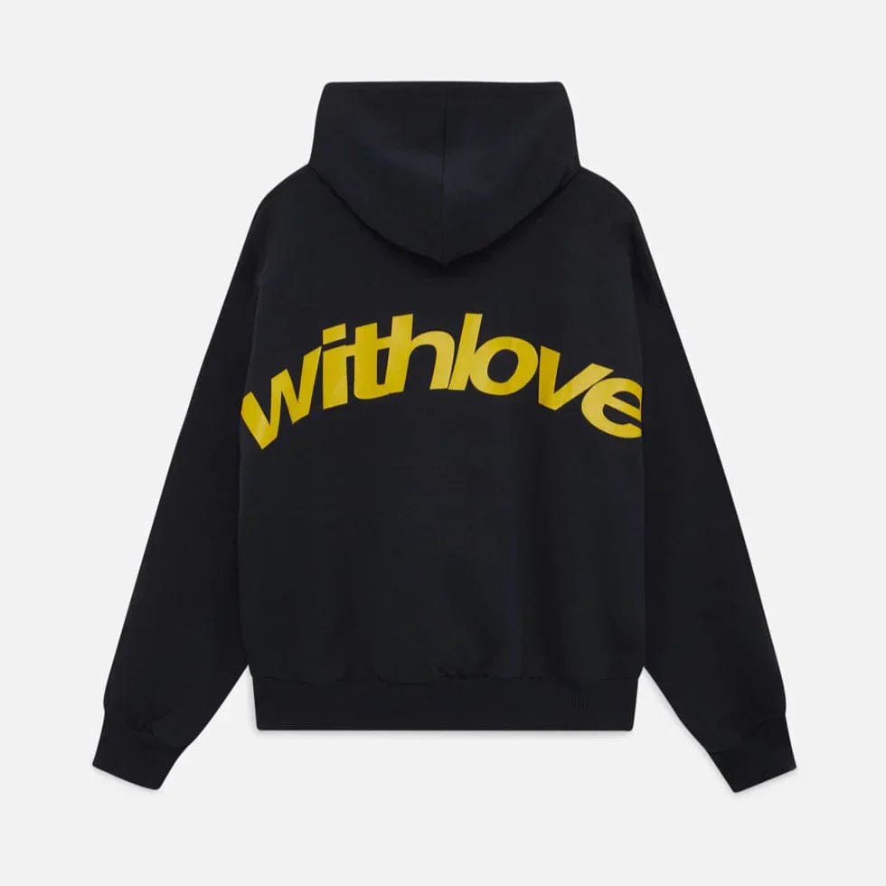 Sweater with a hood and stylish "with love" logo on the back-4