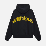 Sweater with a hood and stylish "with love" logo on the back-4