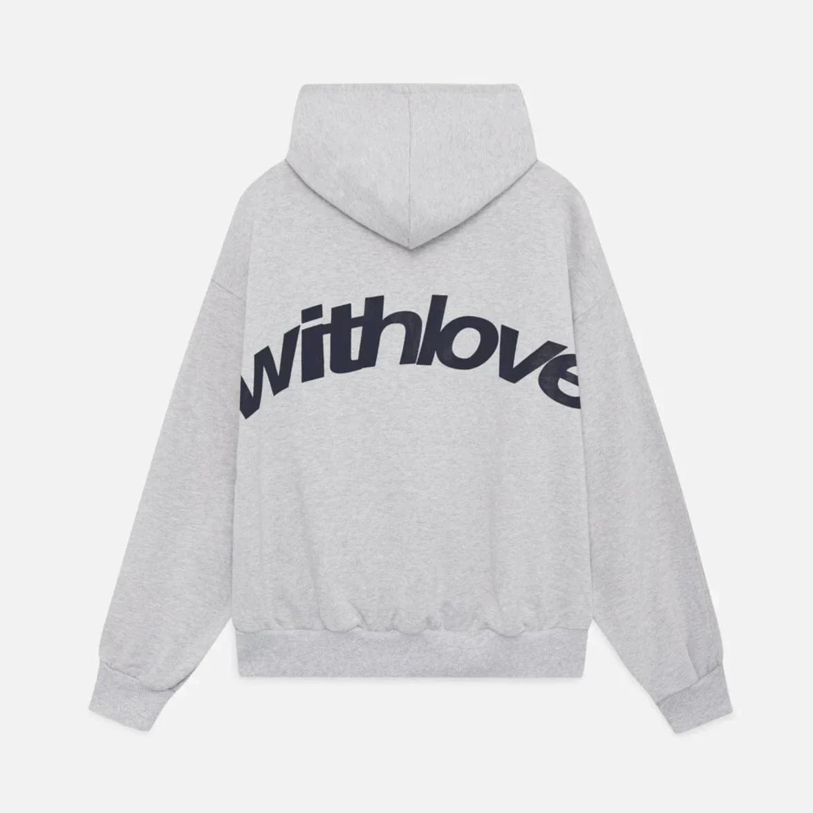 Sweater with a hood and stylish "with love" logo on the back-2