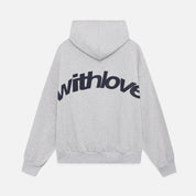 Sweater with a hood and stylish "with love" logo on the back-2
