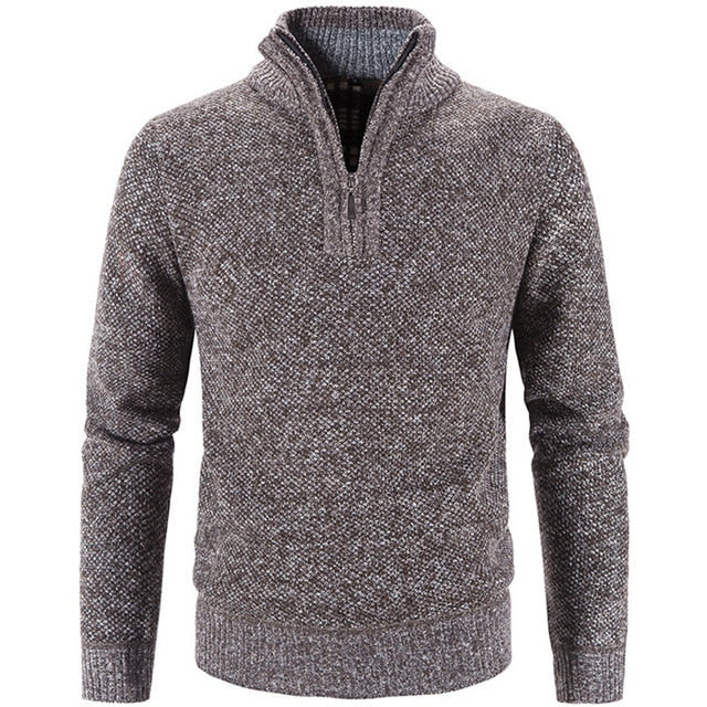 Men’s Knit Pullover Sweater - Wool Blend - Quarter Zip - Ribbed Collar - Classic Fit-4
