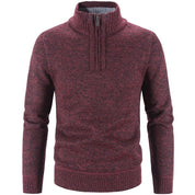 Men’s Knit Pullover Sweater - Wool Blend - Quarter Zip - Ribbed Collar - Classic Fit-2