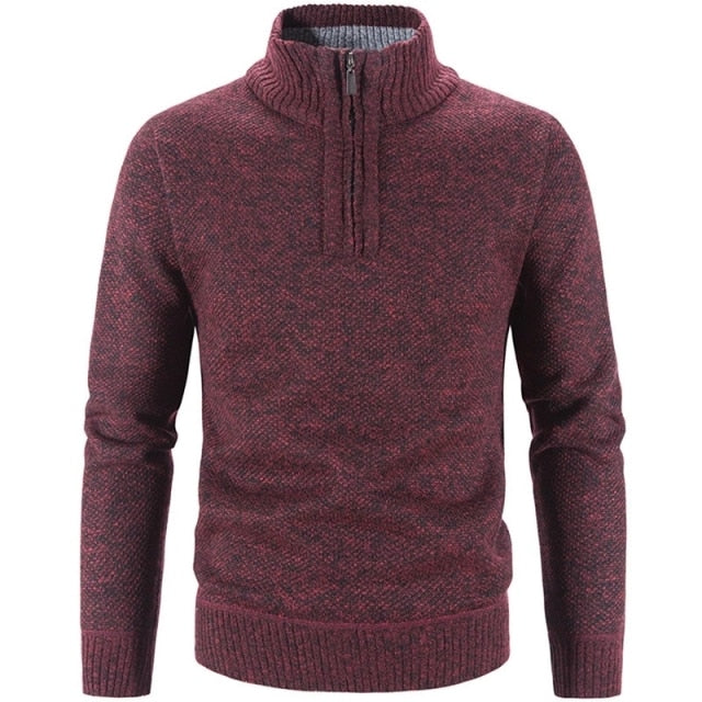 Men’s Knit Pullover Sweater - Wool Blend - Quarter Zip - Ribbed Collar - Classic Fit-2