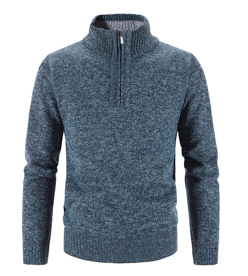 Men’s Knit Pullover Sweater - Wool Blend - Quarter Zip - Ribbed Collar - Classic Fit-3