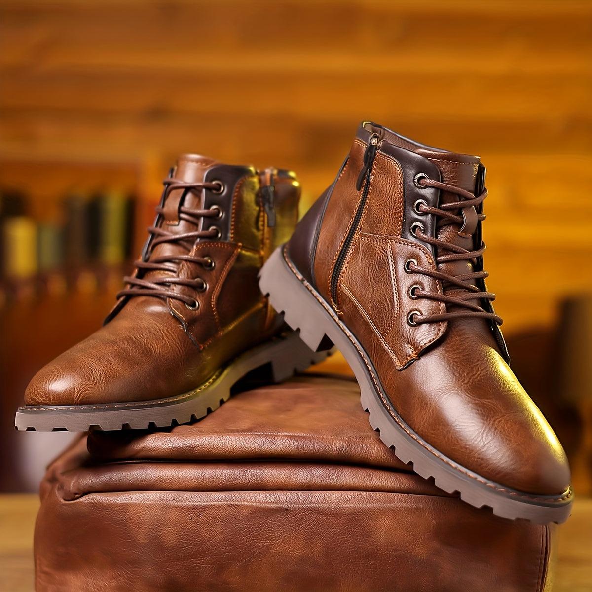 Men's Leather Zipper Dress Boots – Elegant and Durable Footwear-5