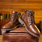 Men's Leather Zipper Dress Boots – Elegant and Durable Footwear-5