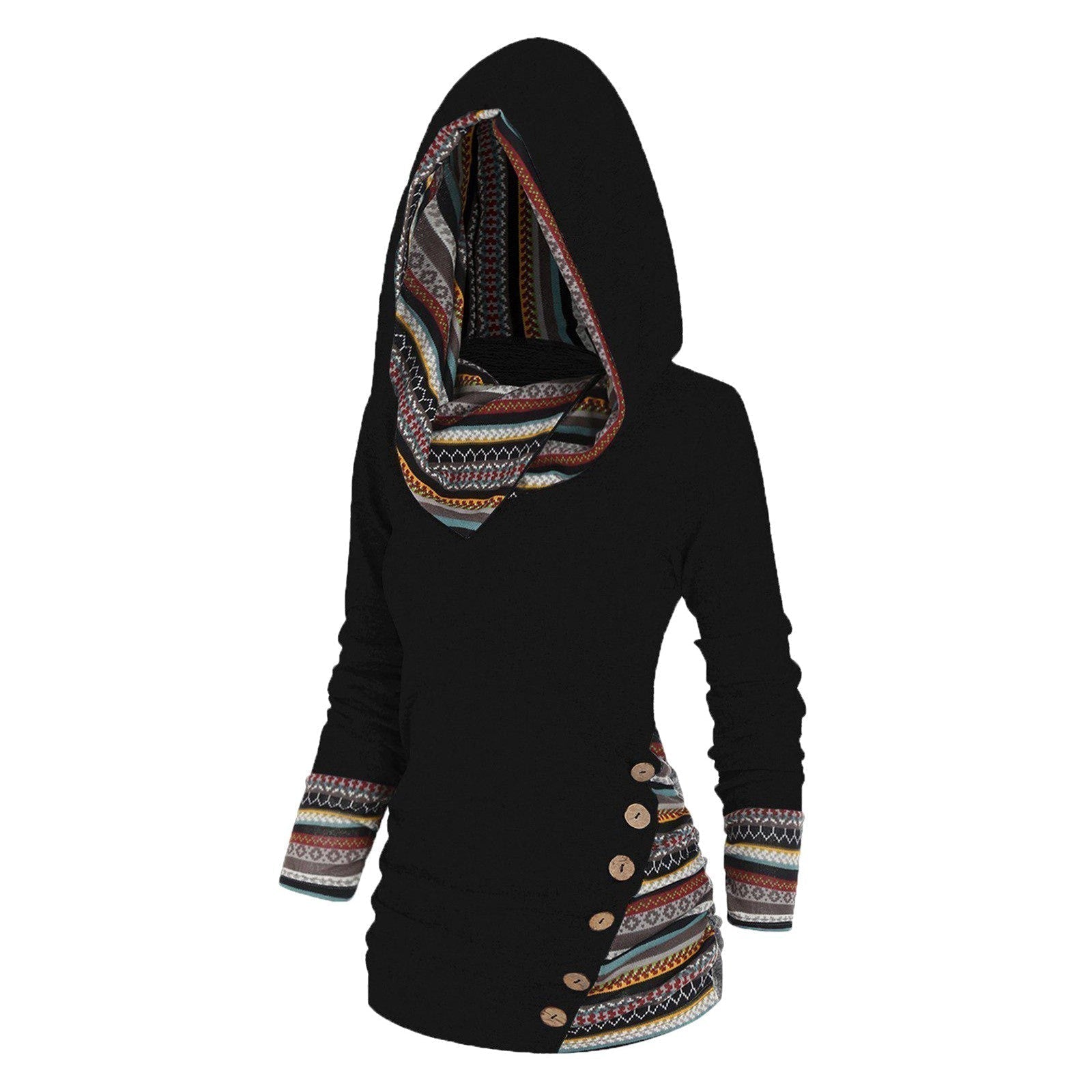Relaxed hoodie with a tribal pattern-4