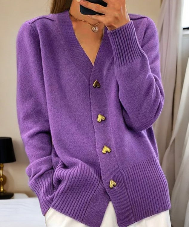 Ruby | Chic Cardigan with Gold Heart Buttons