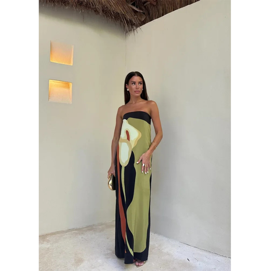 Chic Strapless Boho Maxi Dress | Silvana