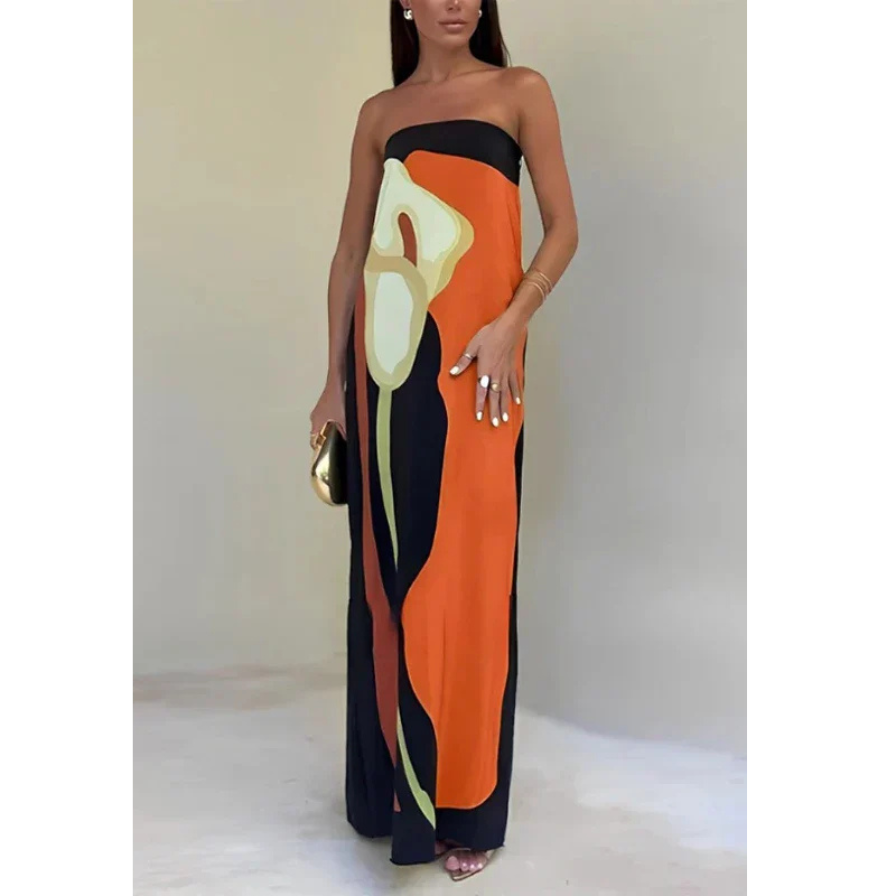 Chic Strapless Boho Maxi Dress | Silvana