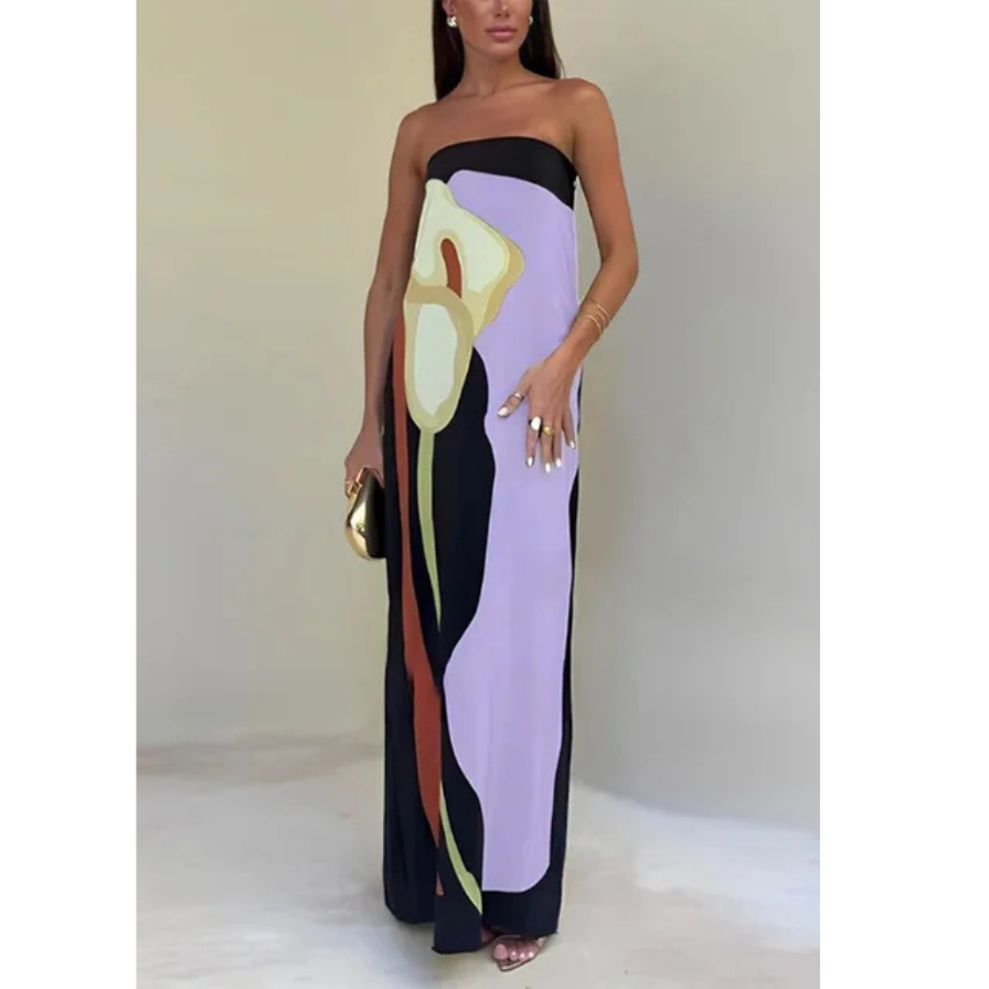 Chic Strapless Boho Maxi Dress | Silvana