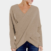 Women's sweater: warm, crossed rope for winter-5