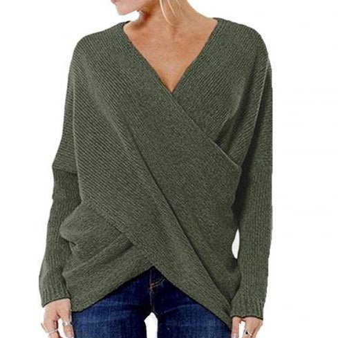 Women's sweater: warm, crossed rope for winter-2