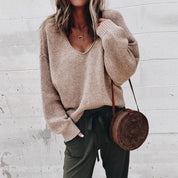 Sweatshirt with a loose V-neck for a casual look for women-5